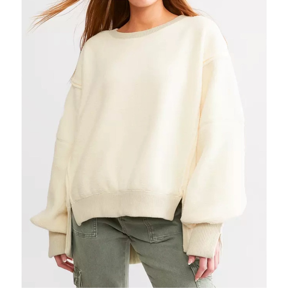 FREE PEOPLE WE THE FREE VANILLA ICE CREAM COZY CAMDEN PULLOVER SWEATSHIRT TOP